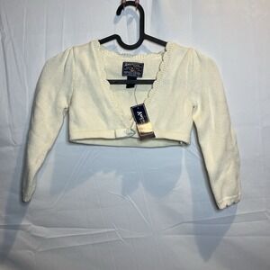 3T American Living Knitted Cardigan Girls White Cable Crop‎ Long Sleeve Cotton